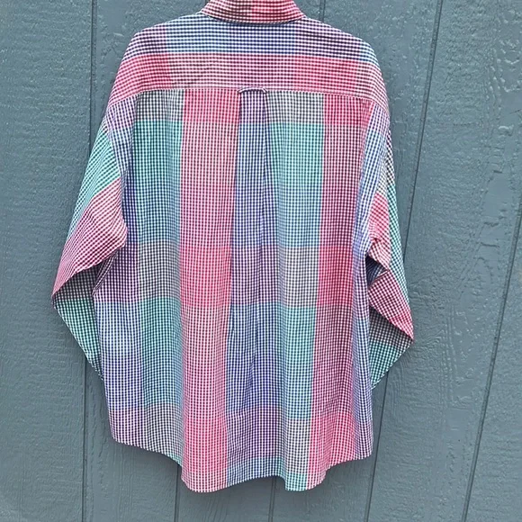 Evergreen Sportman Full Fit men’s XXL colorful gingham 100% cotton button up - Picture 2 of 11